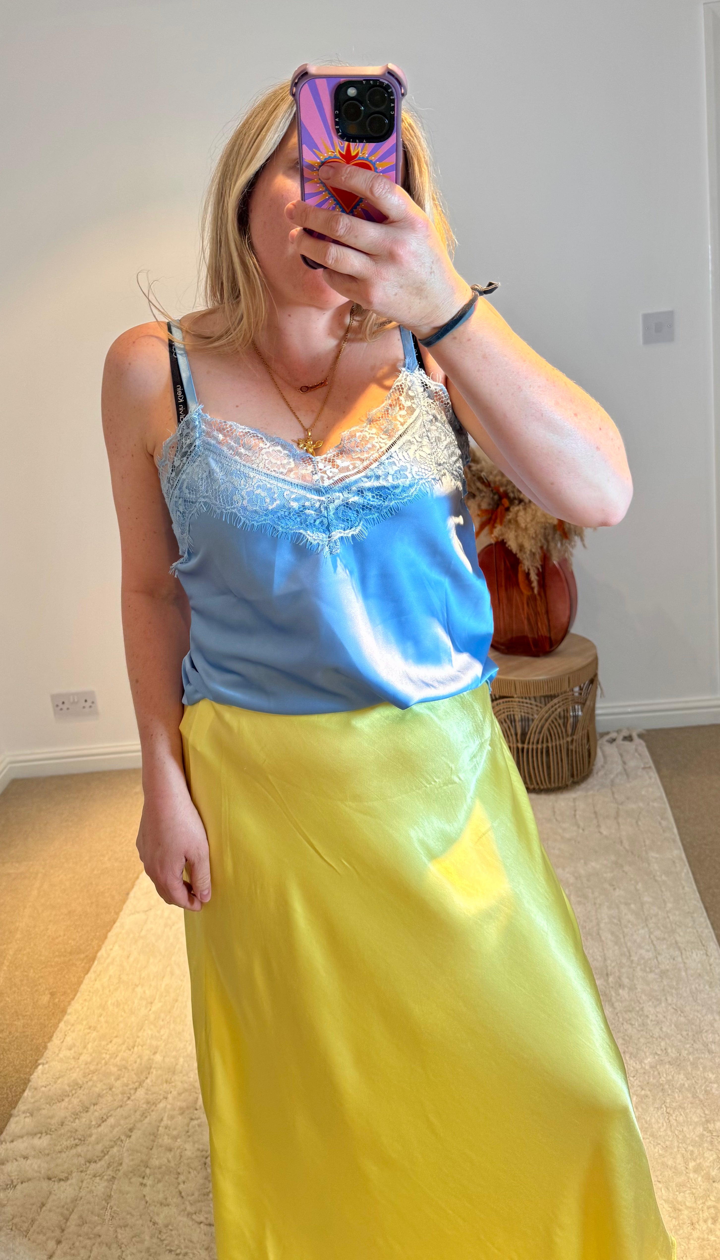 Lace Trim Swing Camisole | Light Blue