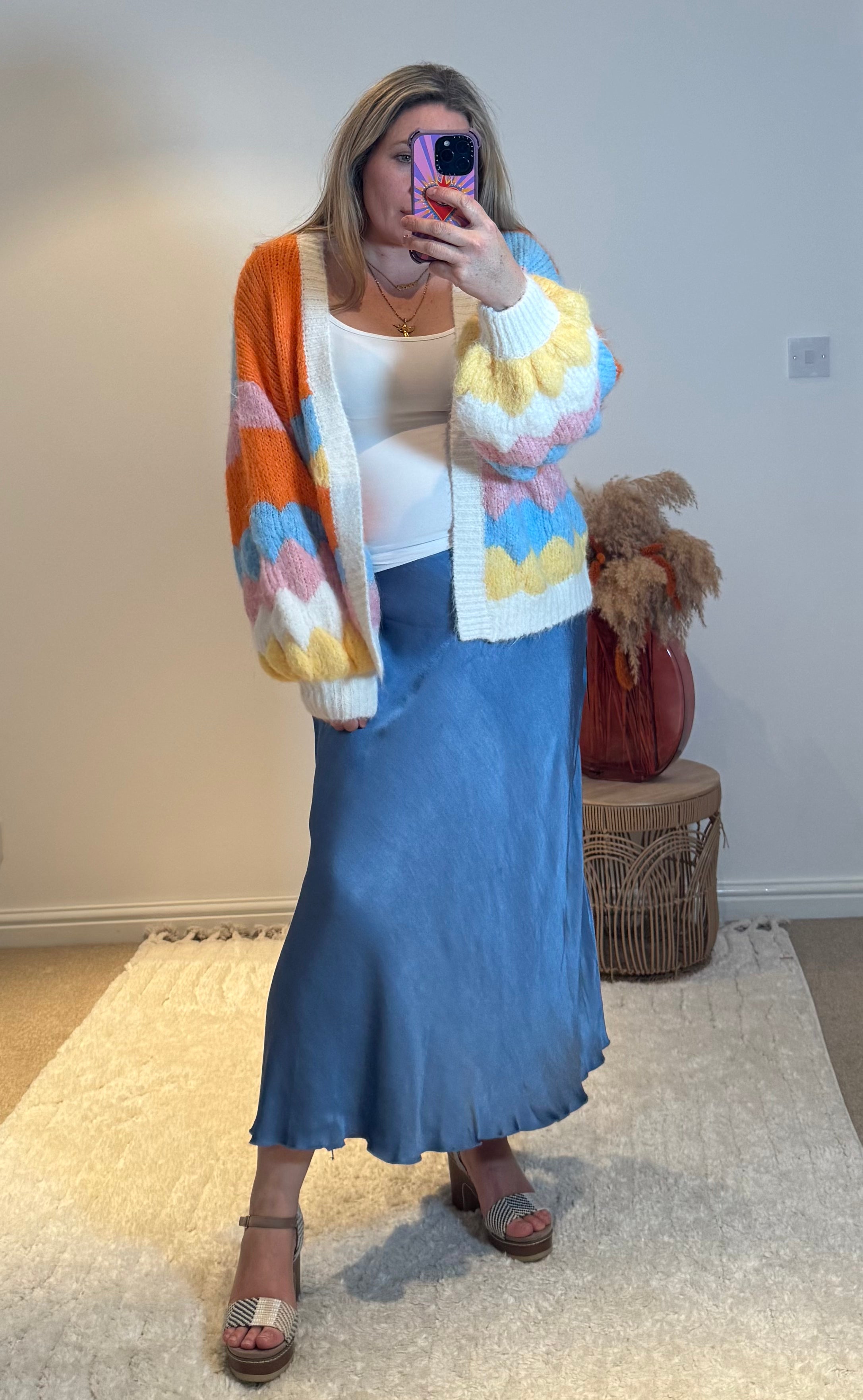 Aurora Satin Skirt | Denim Blue