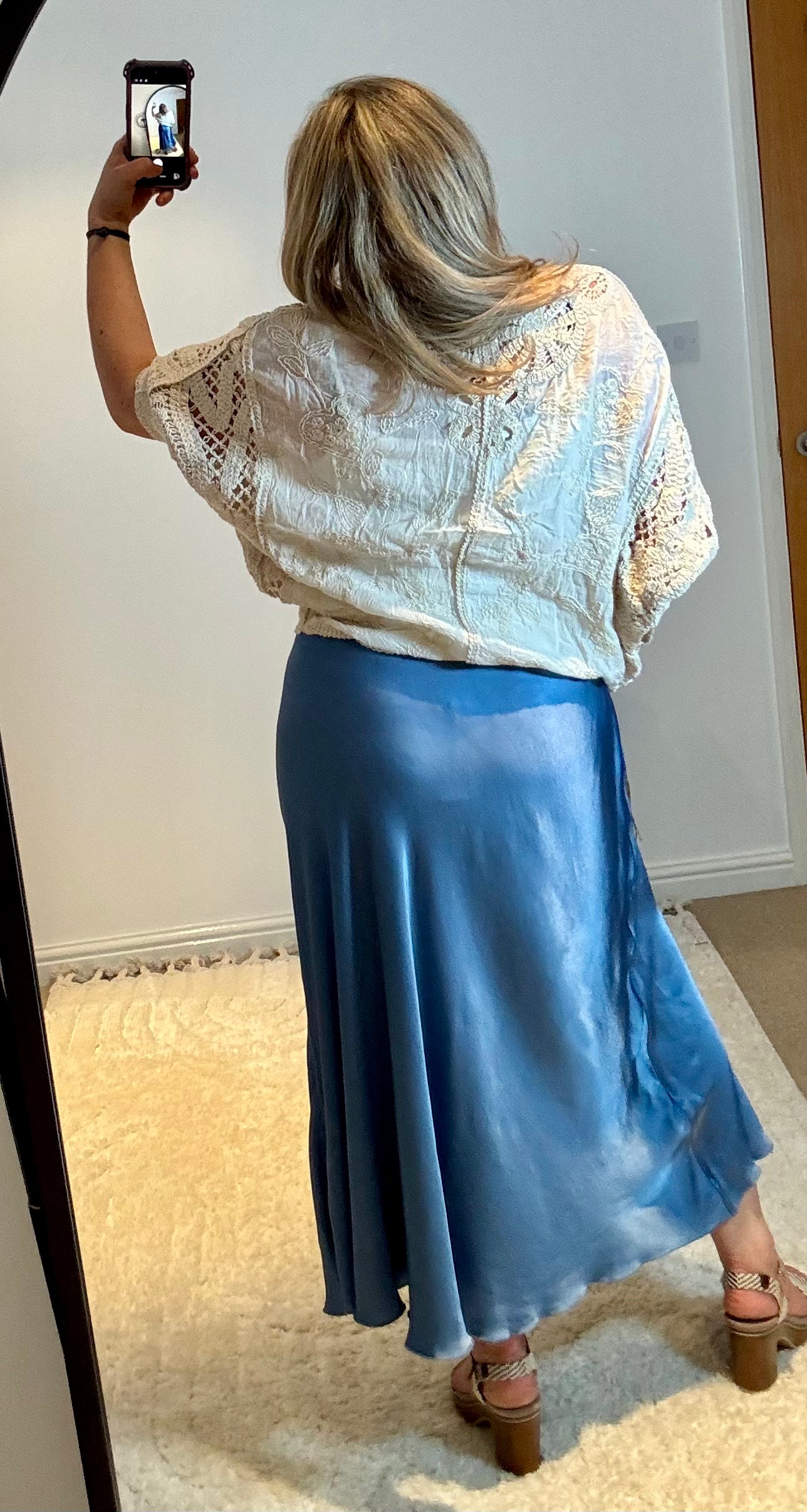 Aurora Satin Skirt | Denim Blue