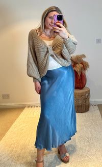 Knot Front Cropped Jumper | Taupe