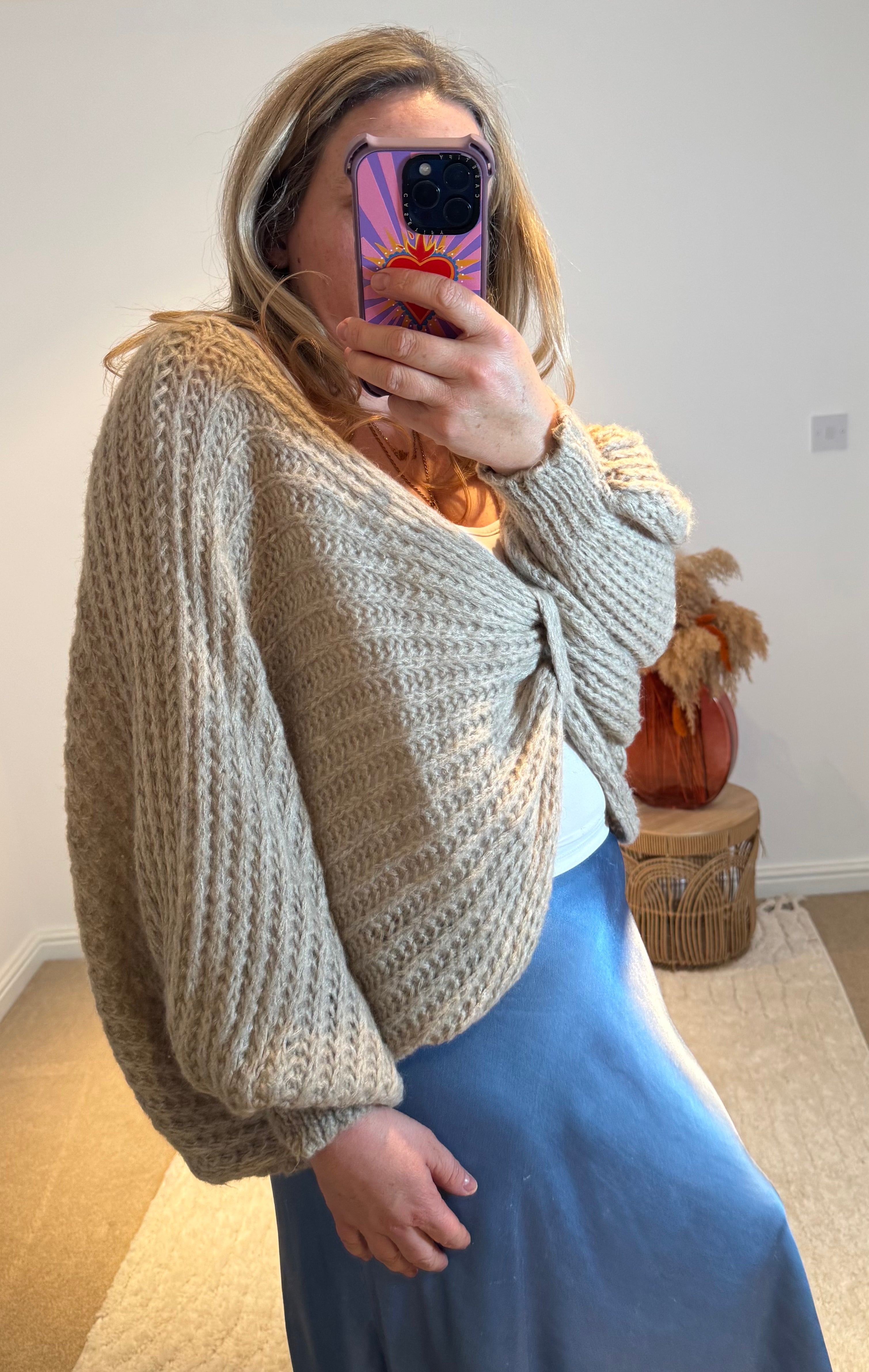 Knot Front Cropped Jumper | Taupe