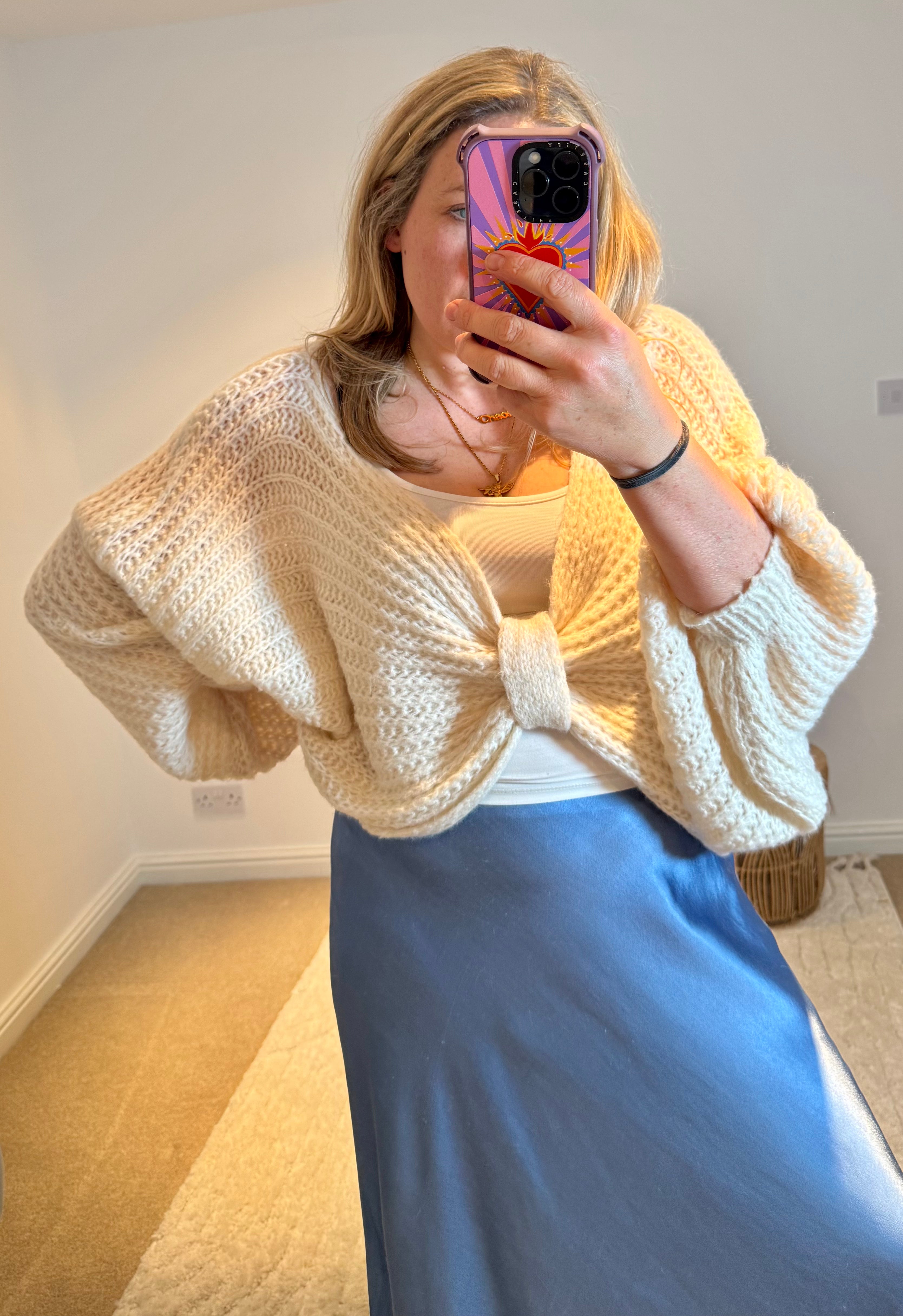 Knot Front Cropped Jumper | Cream