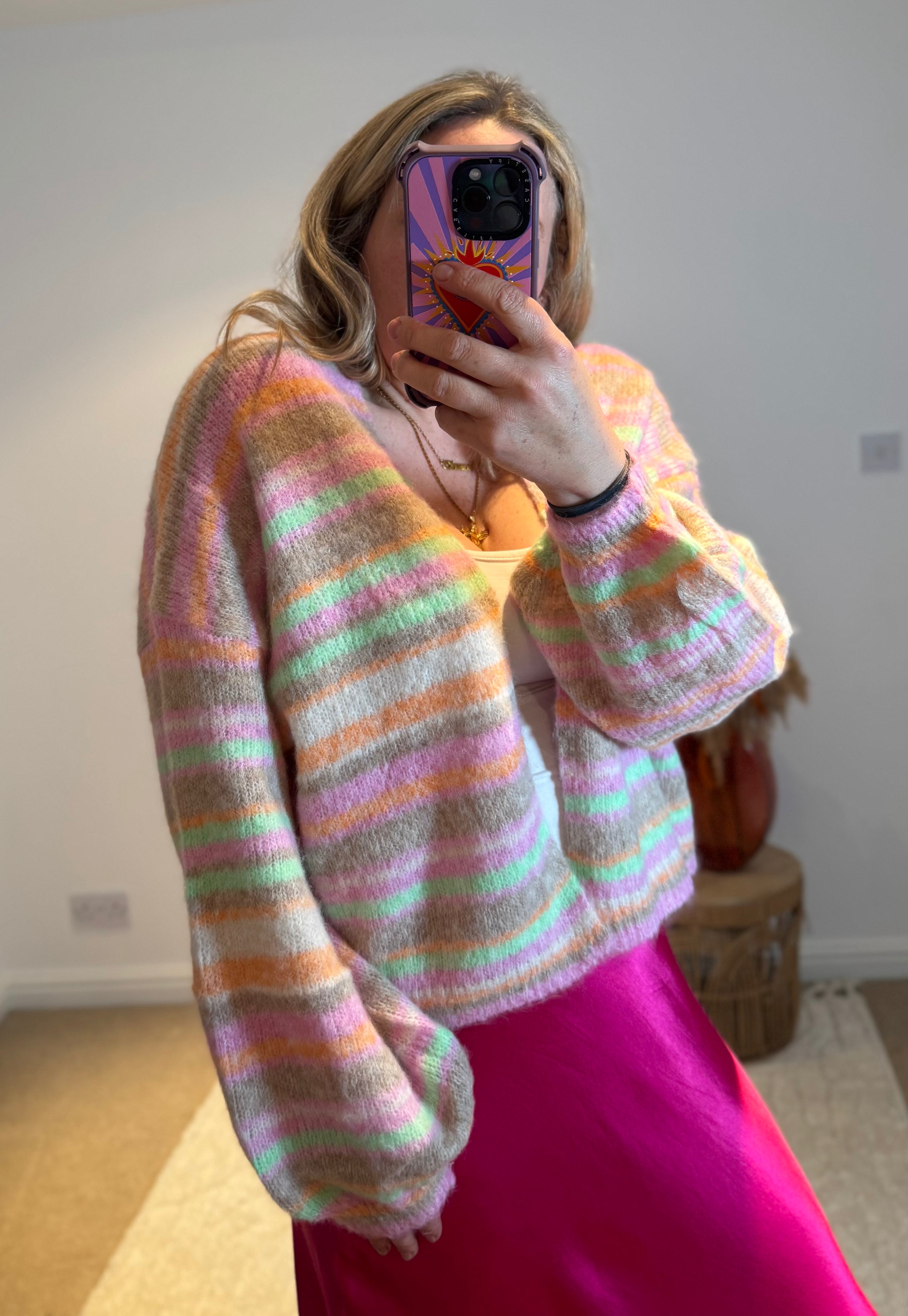 Soft Pastel Stripe Cardigan | Multi