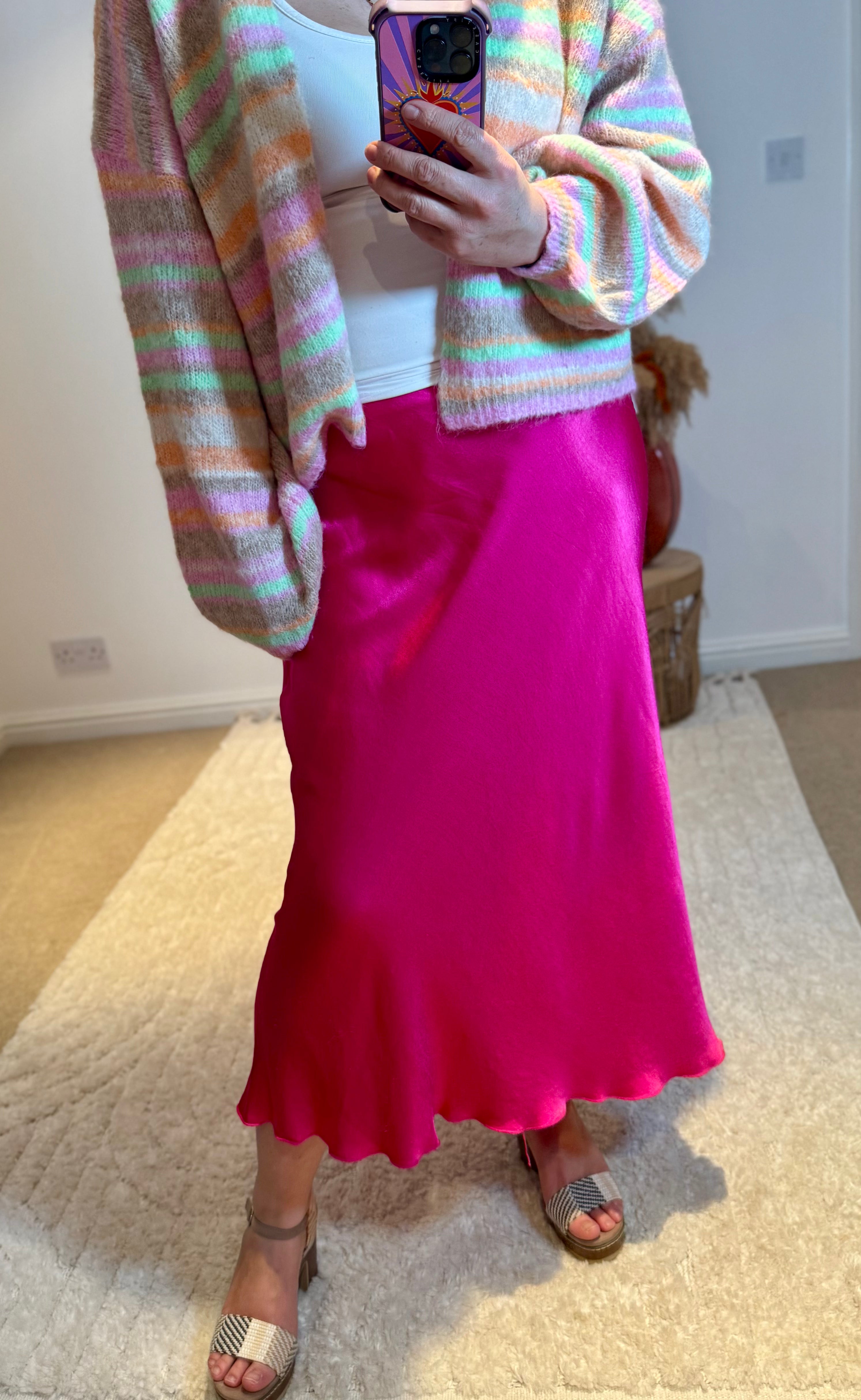 Aurora Satin Skirt | Fuchsia Pink