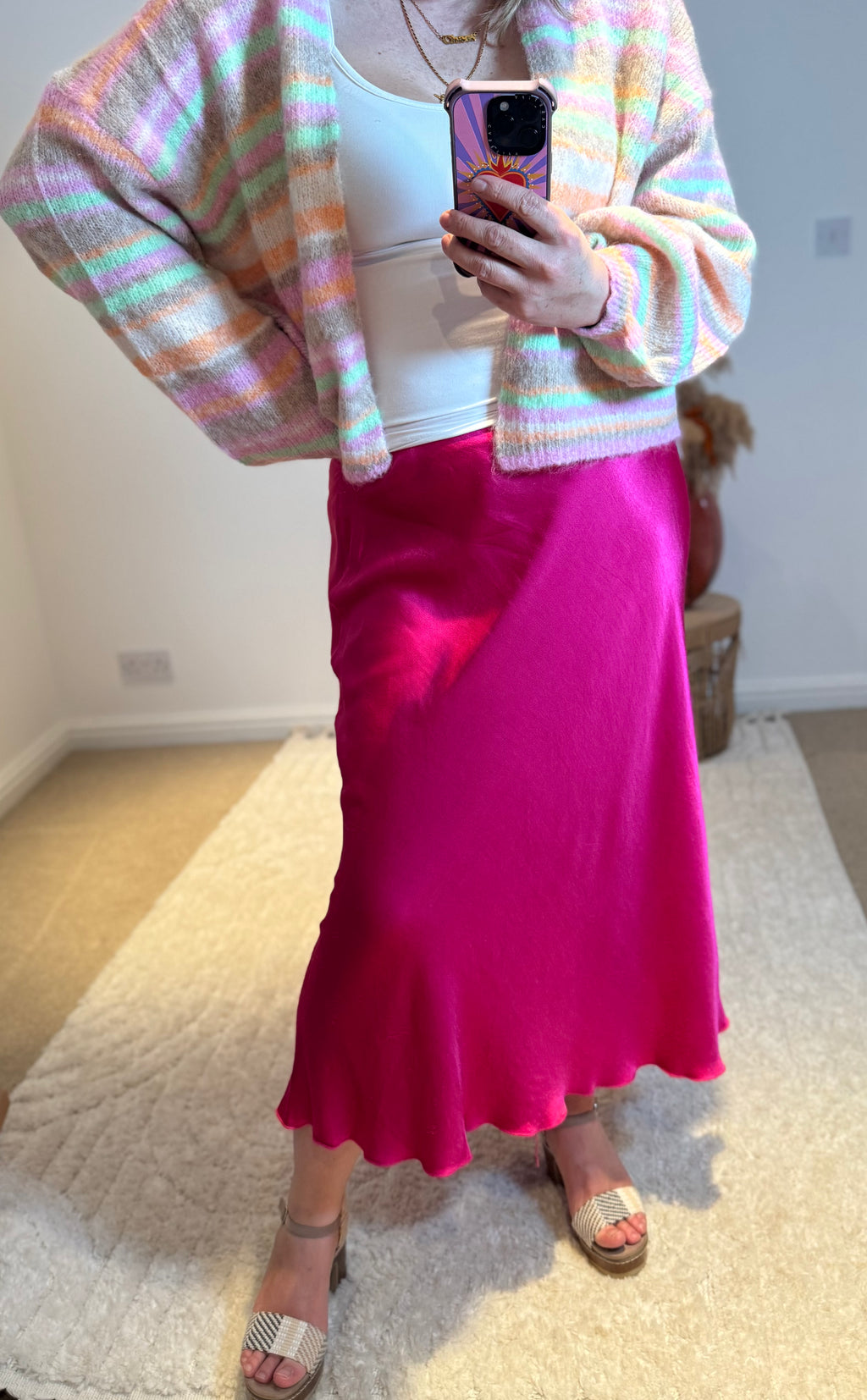 Aurora Satin Skirt | Fuchsia Pink