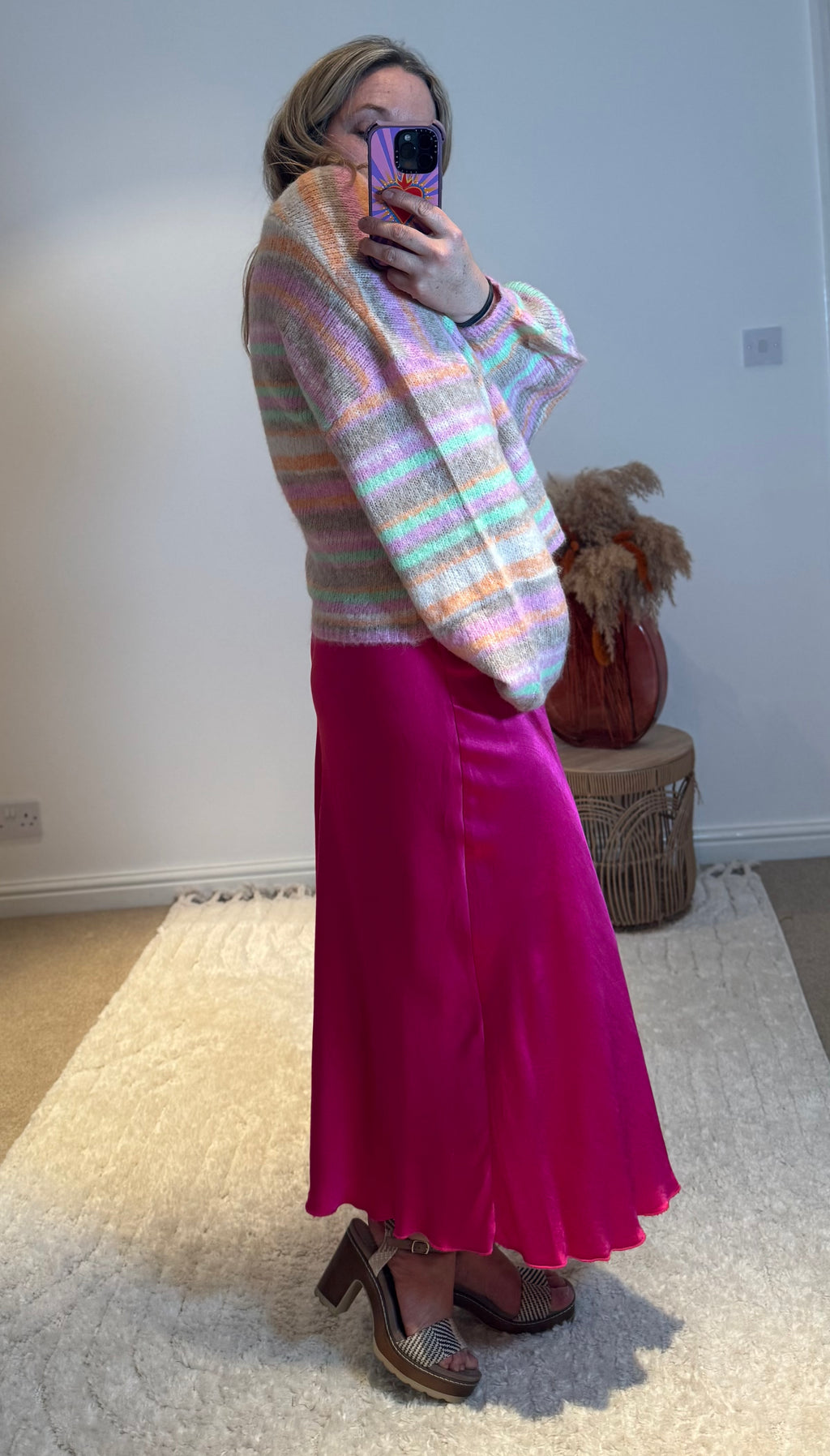 Aurora Satin Skirt | Fuchsia Pink