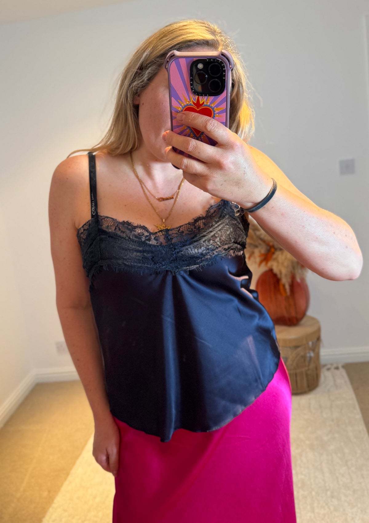 Lace Trim Swing Camisole | Navy