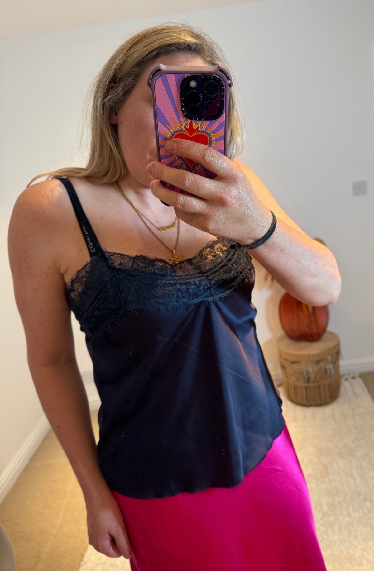 Lace Trim Swing Camisole | Navy