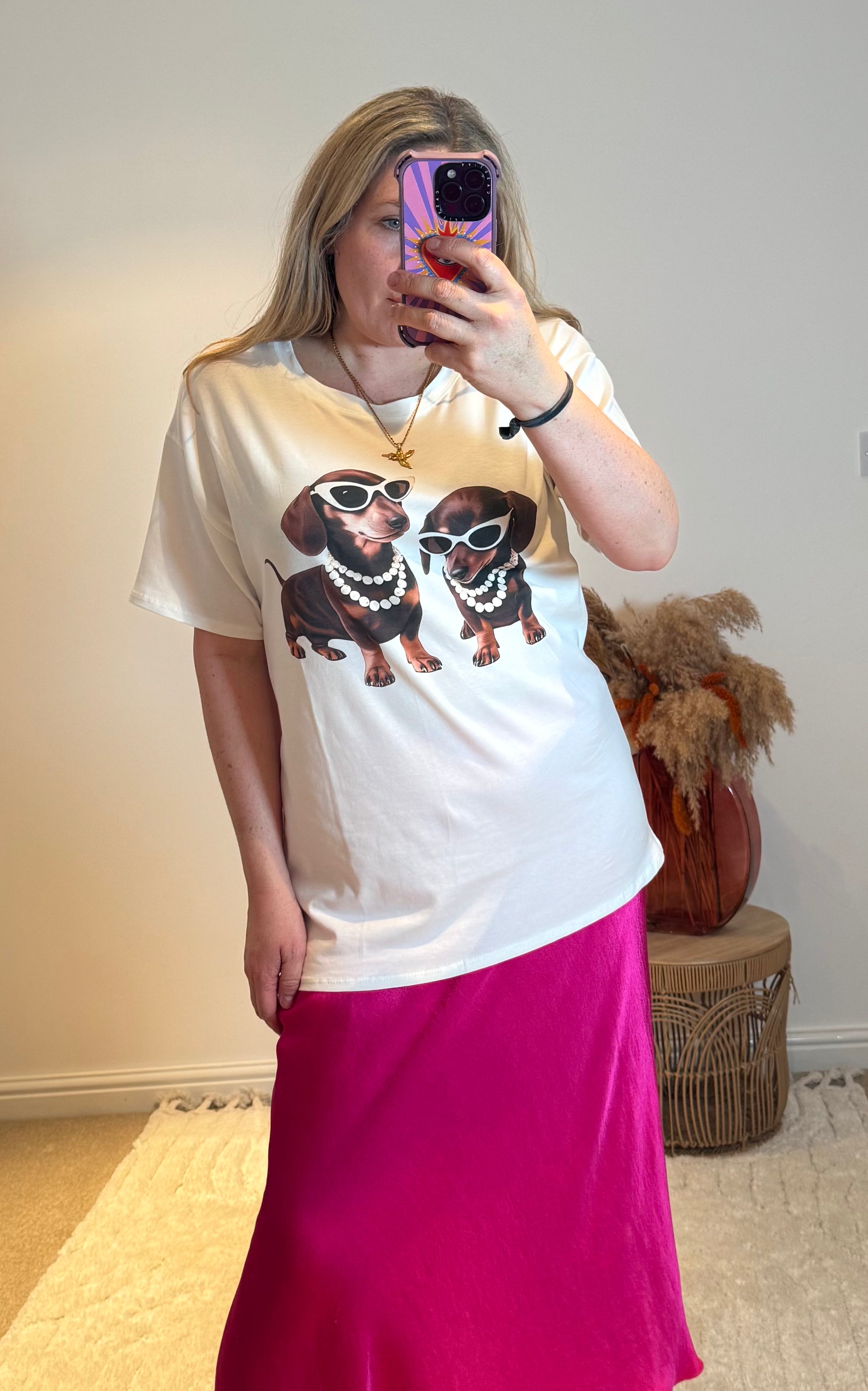 Sausage Dog Divas Graphic Tee | White