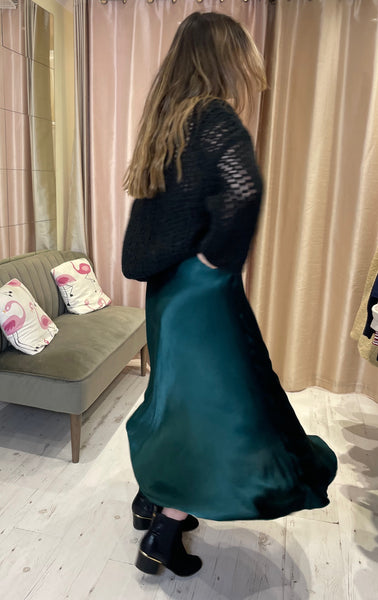 Aurora Satin Skirt | Emerald