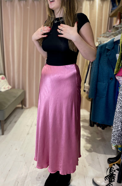 Aurora Satin Skirt | Rose Pink