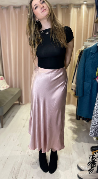 Aurora Satin Skirt | Dusky Pink