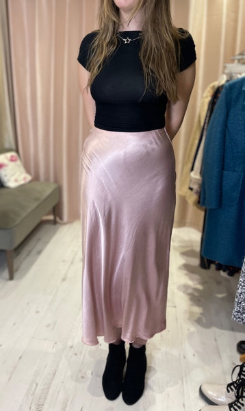 Aurora Satin Skirt | Dusky Pink