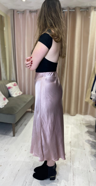 Aurora Satin Skirt | Dusky Pink