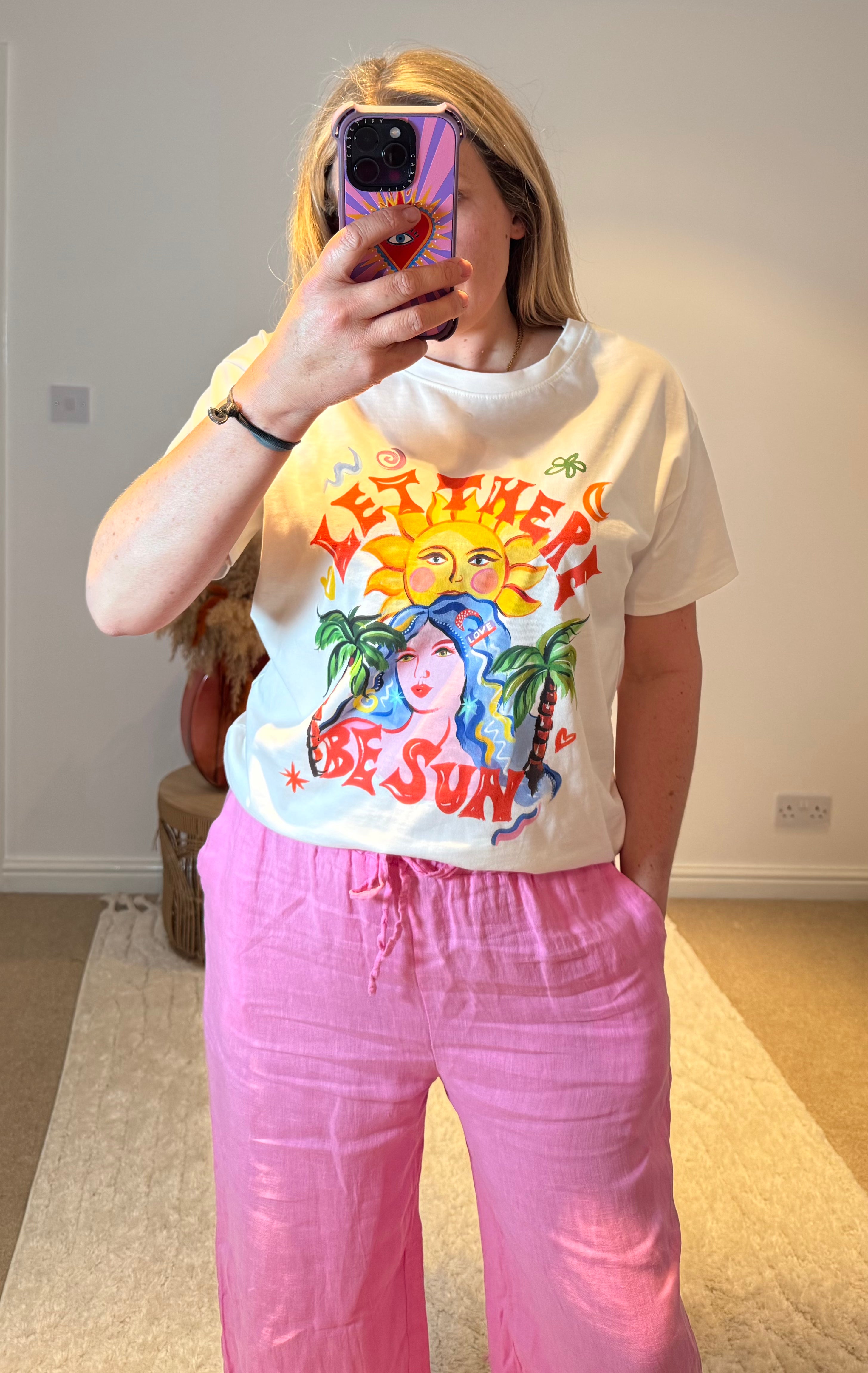 Linen Wide Leg Trousers | Pink