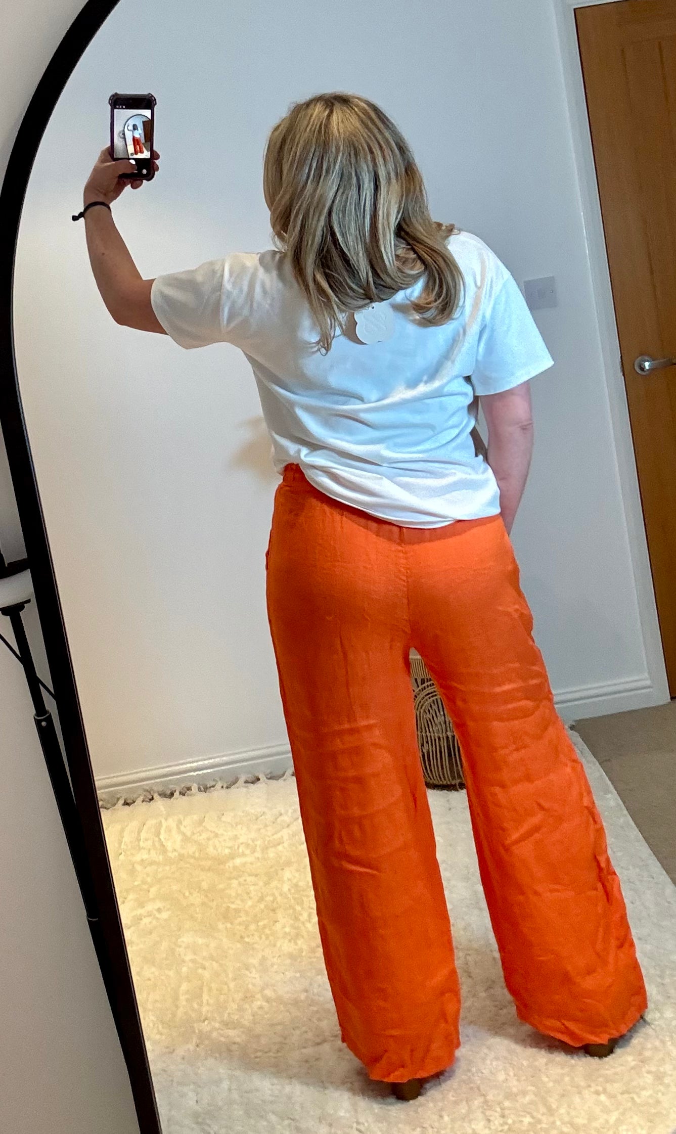 Linen Wide Leg Trousers | Orange