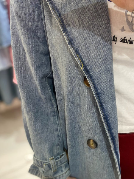 Light-wash Denim Trench Coat