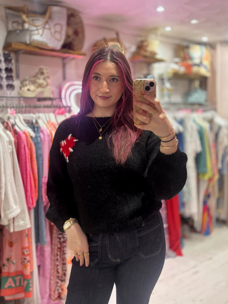 Stitch Heart Jumper | Black