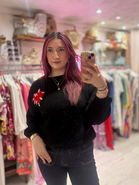 Stitch Heart Jumper | Black