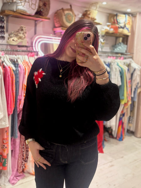 Stitch Heart Jumper | Black