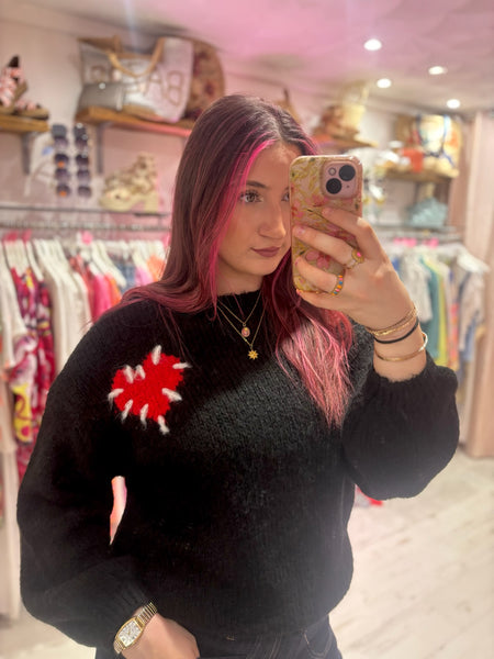 Stitch Heart Jumper | Black