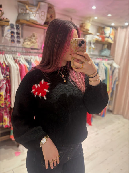Stitch Heart Jumper | Black