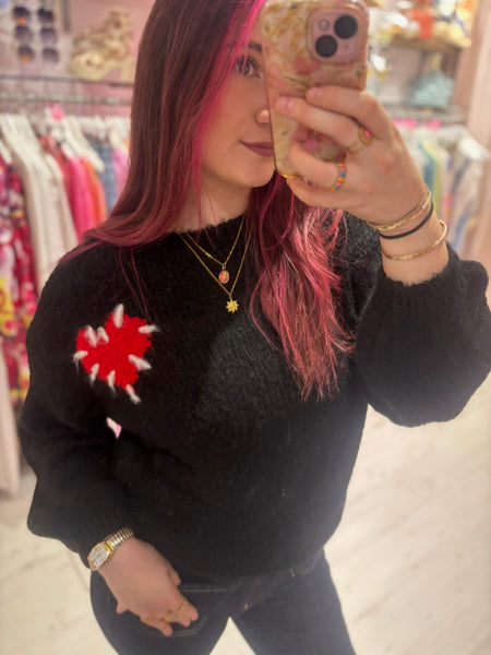 Stitch Heart Jumper | Black
