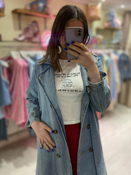 Light-wash Denim Trench Coat