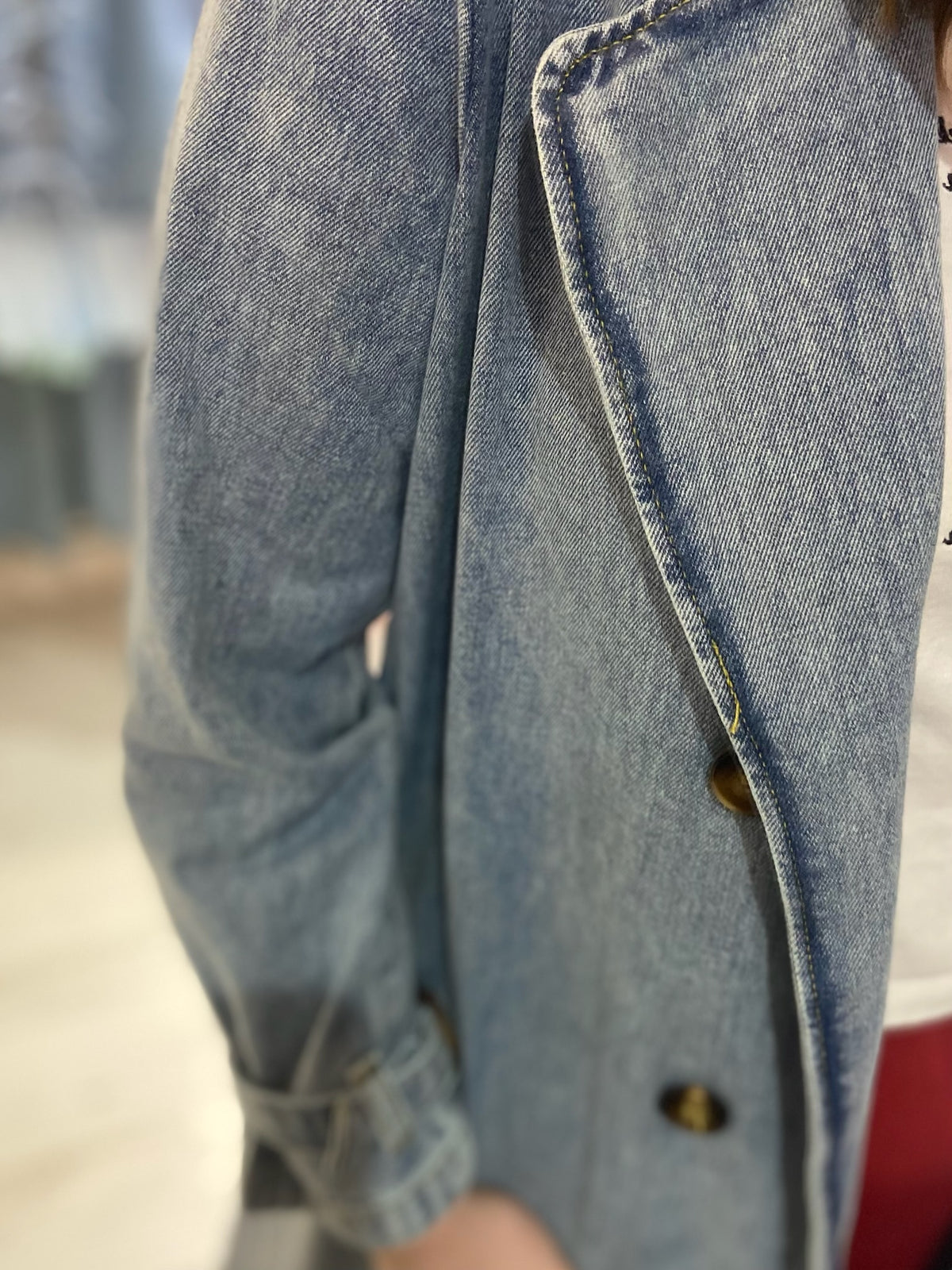 Light-wash Denim Trench Coat