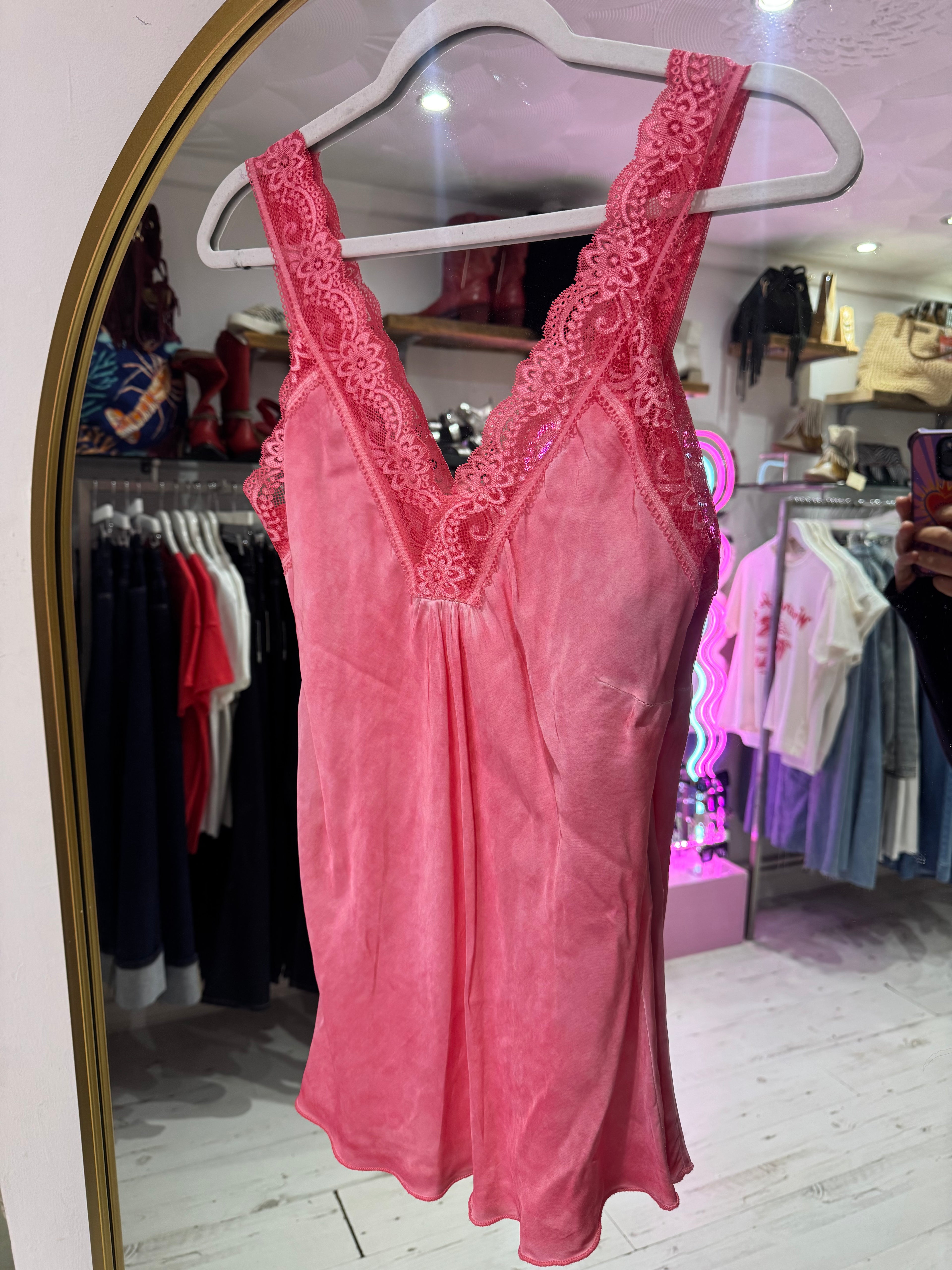 Layla Lace Silky Camisole | Coral