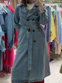 Light-wash Denim Trench Coat