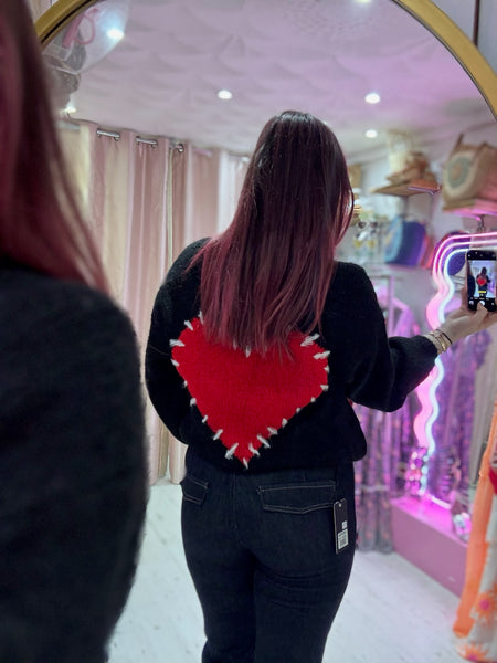 Stitch Heart Jumper | Black