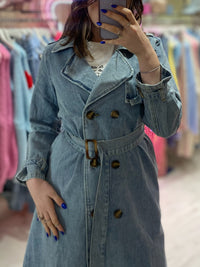 Light-wash Denim Trench Coat