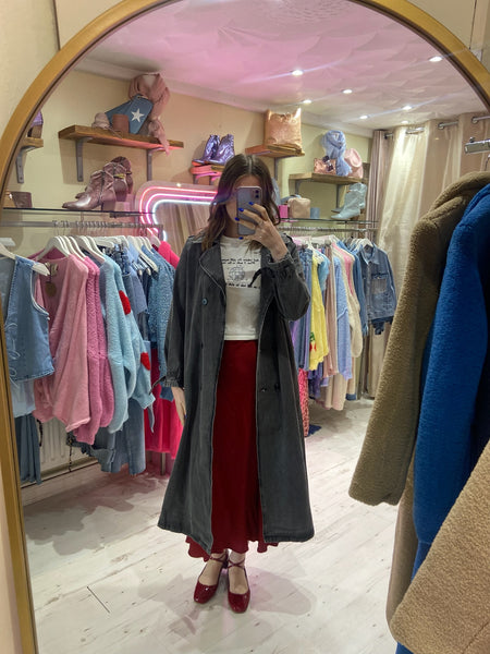 Black Denim Trench Coat