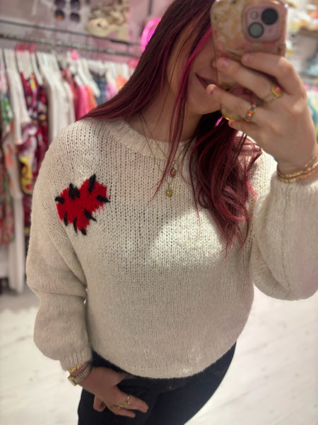 Stitch Heart Jumper | Oatmeal