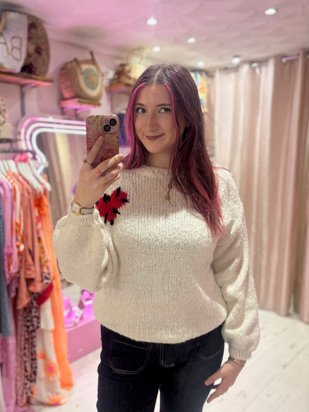 Stitch Heart Jumper | Oatmeal