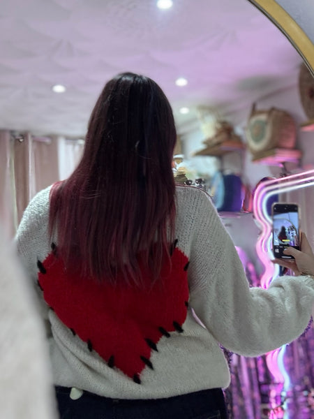 Stitch Heart Jumper | Oatmeal