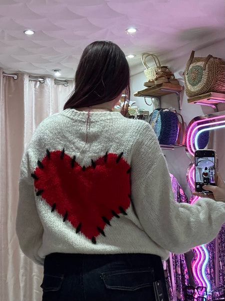 Stitch Heart Jumper | Oatmeal