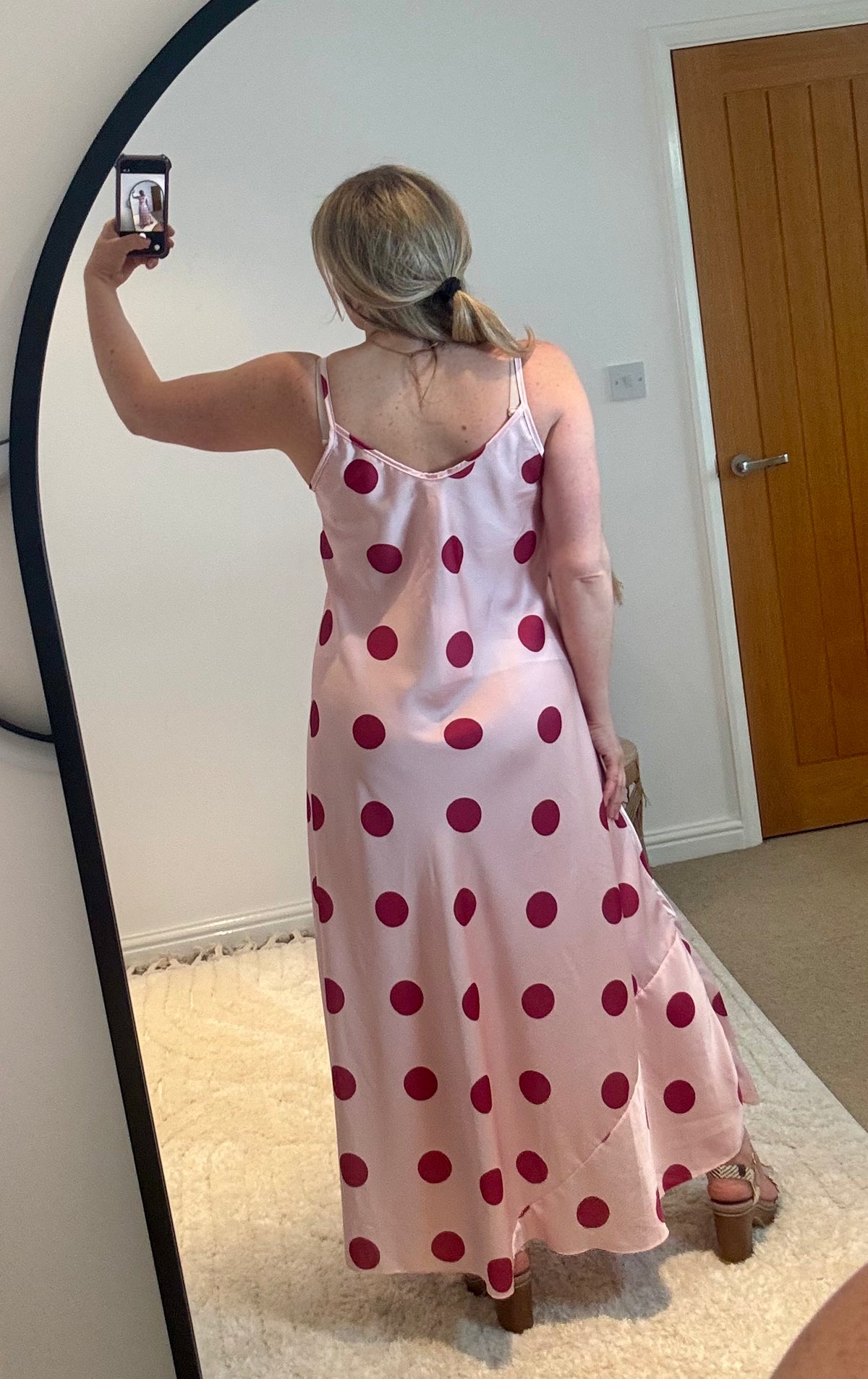 Polka Dot Cami Maxi Dress | Pink/Burgundy