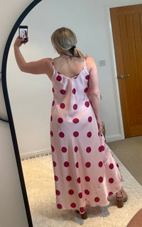 Polka Dot Cami Maxi Dress | Pink/Burgundy