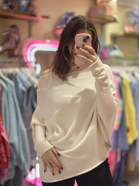 Asymmetrical Neckline Jumper | Cream