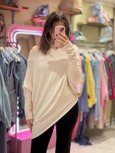 Asymmetrical Neckline Jumper | Cream