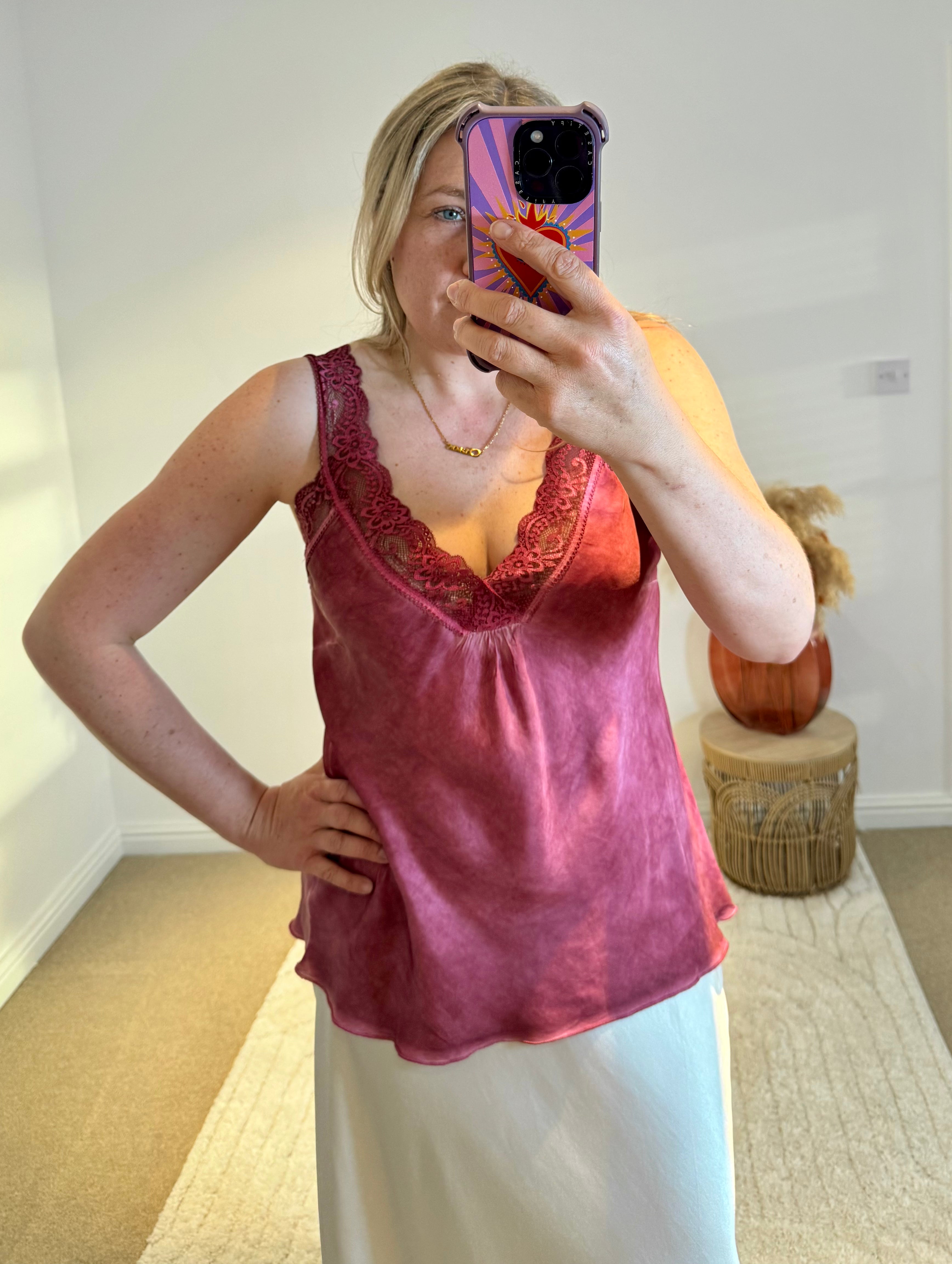 Layla Lace Silky Camisole | Burnt Rose