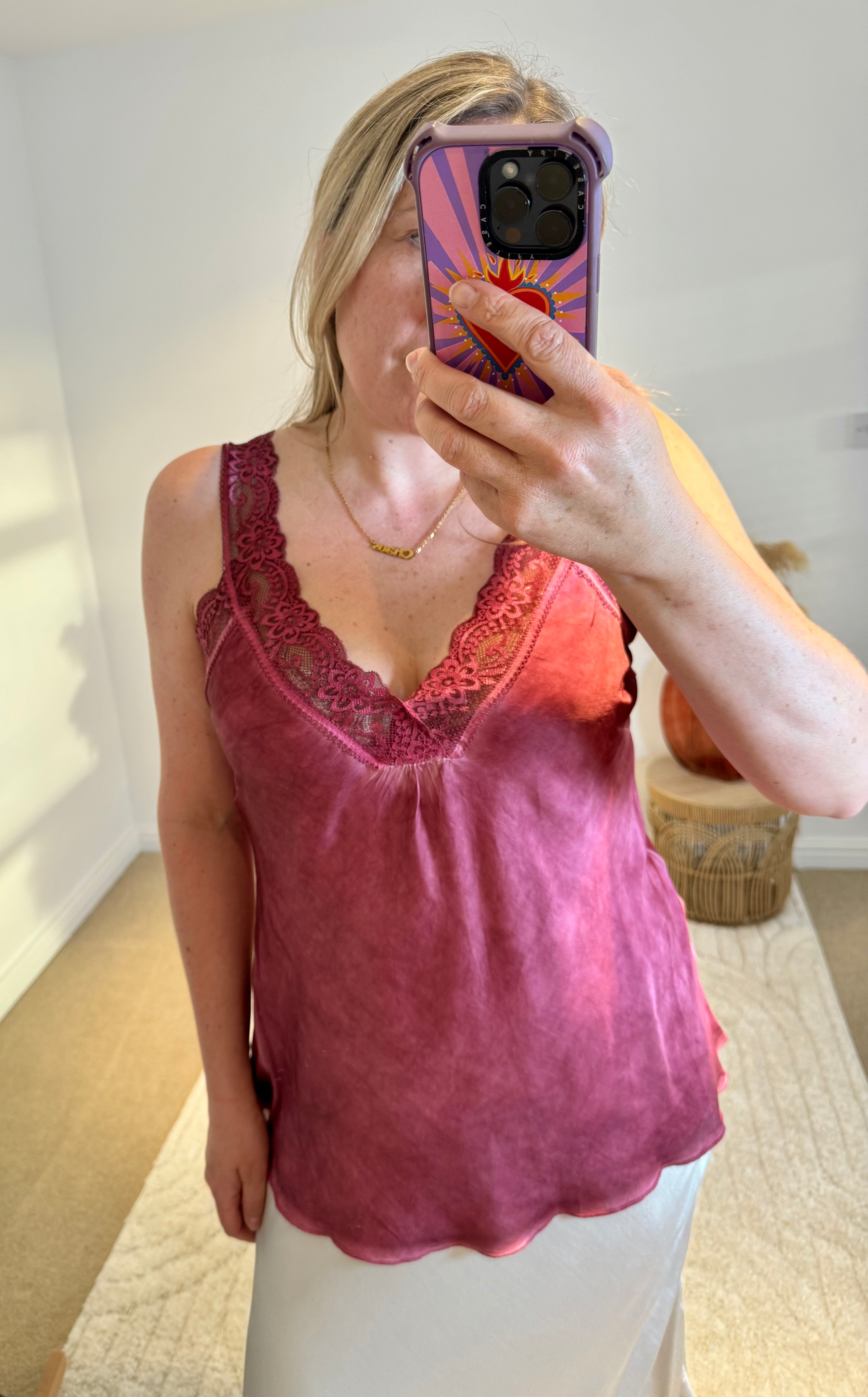 Layla Lace Silky Camisole | Burnt Rose