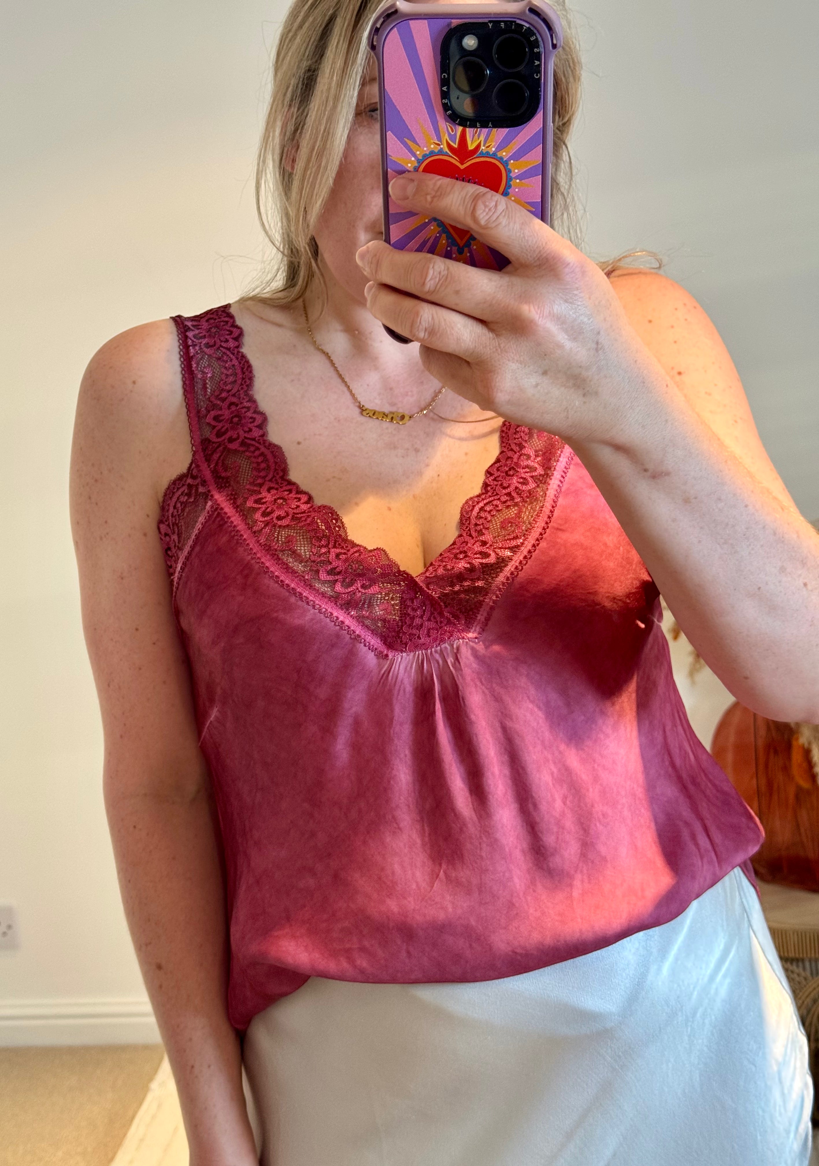 Layla Lace Silky Camisole | Burnt Rose