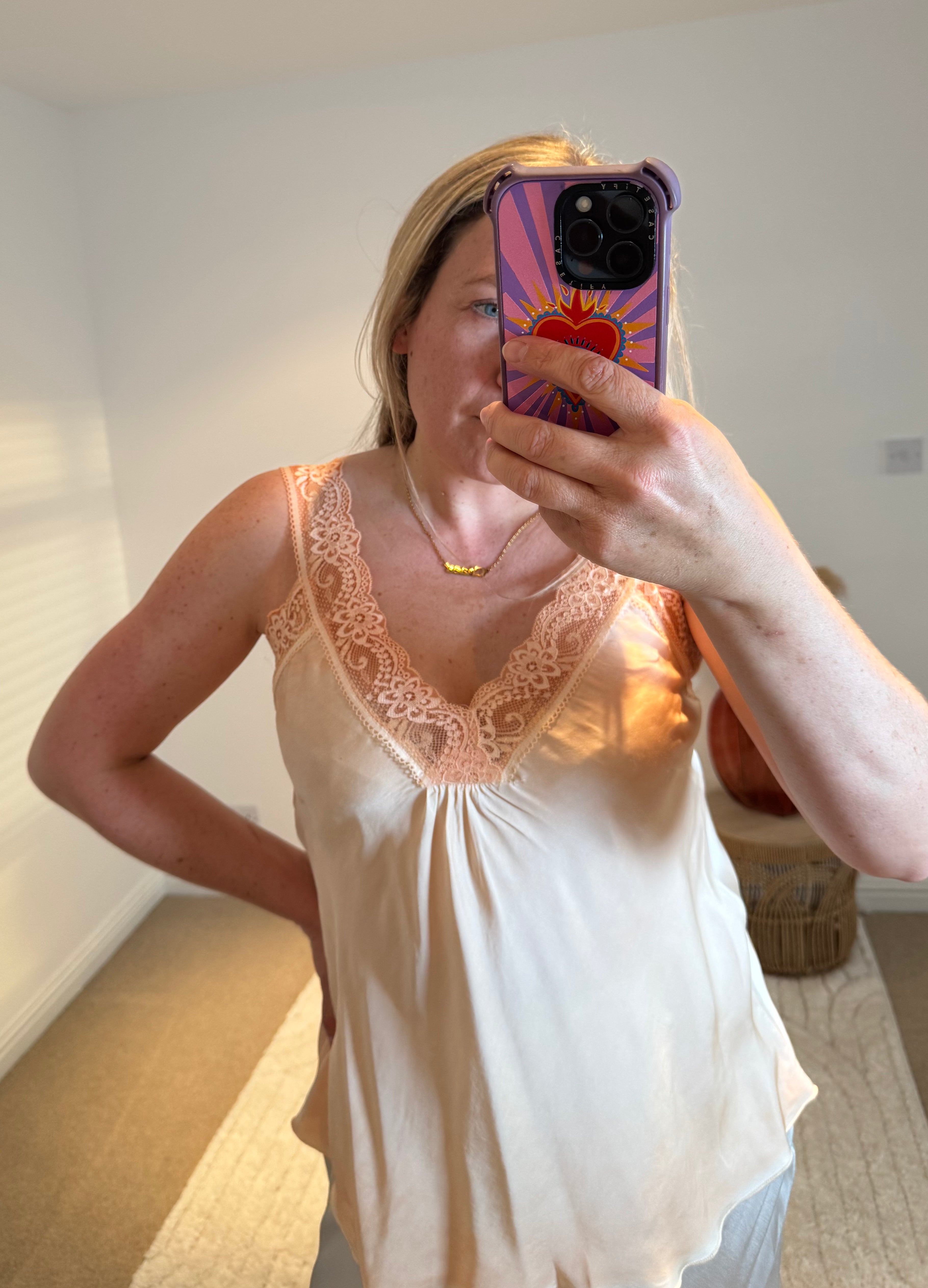 Layla Lace Silky Camisole | Soft Orange