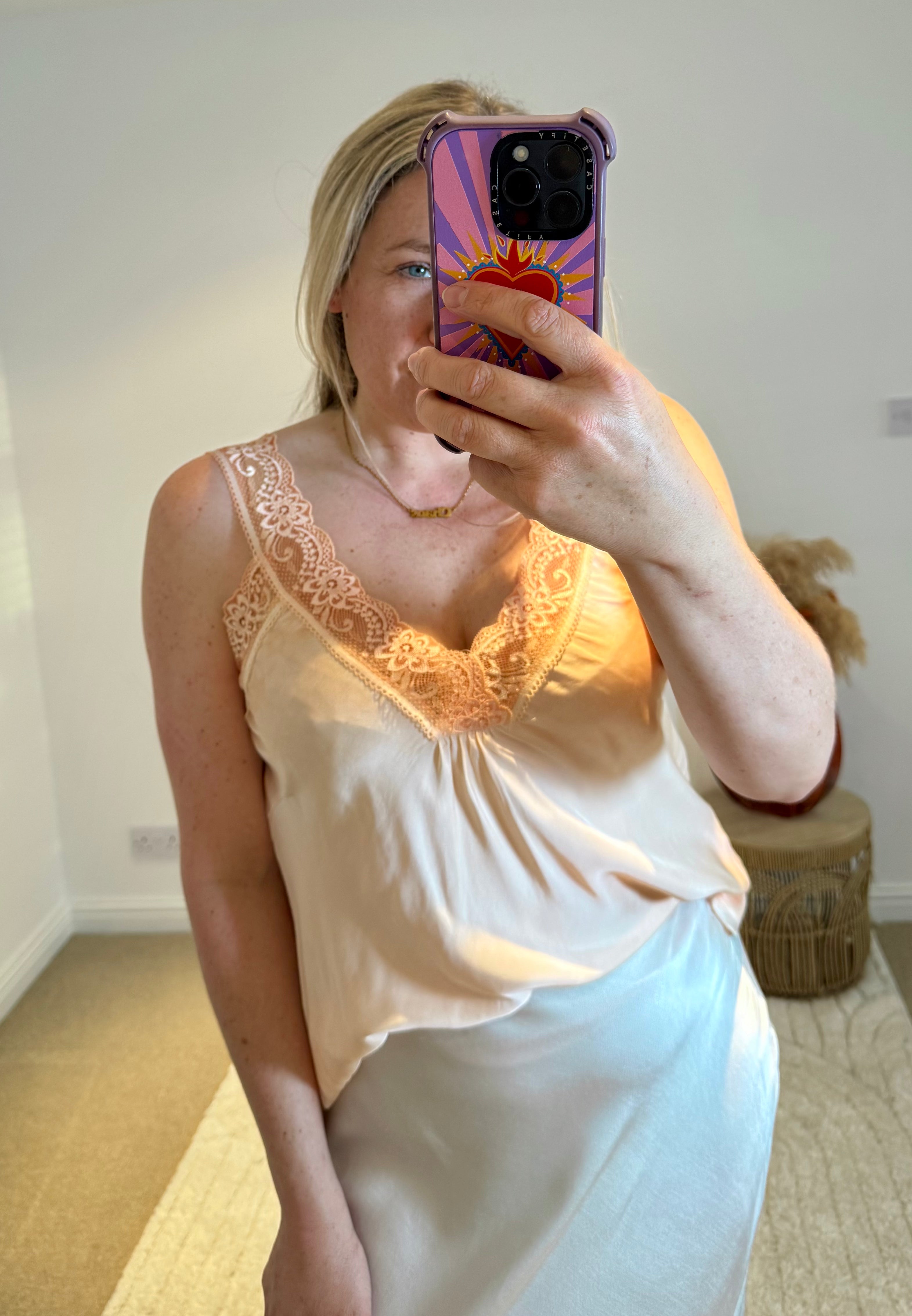 Layla Lace Silky Camisole | Soft Orange