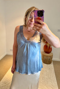 Layla Lace Silky Camisole | Denim Blue