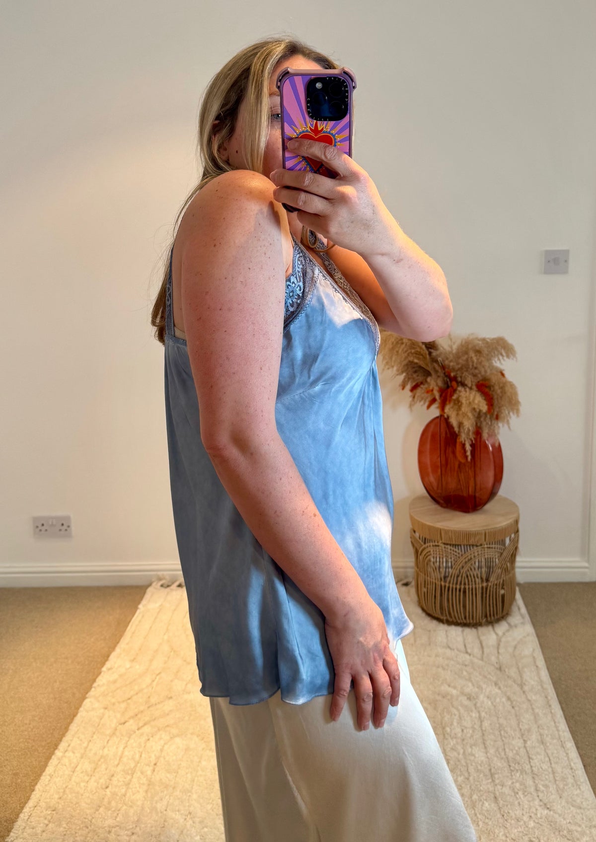 Layla Lace Silky Camisole | Denim Blue
