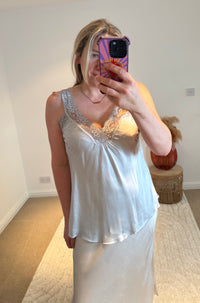 Layla Lace Silky Camisole | Pale Silver